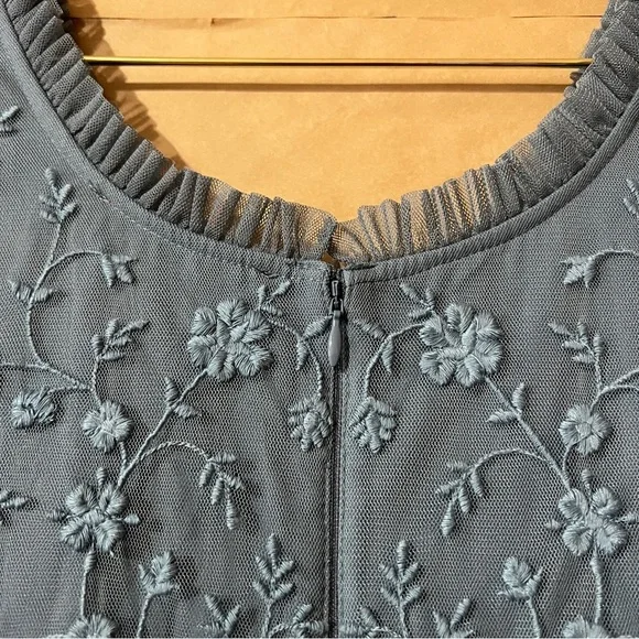JessaKae | Harper Dress Embroidered Tulle Tiered Midi Dress Slate Blue Size XL - Picture 11 of 13